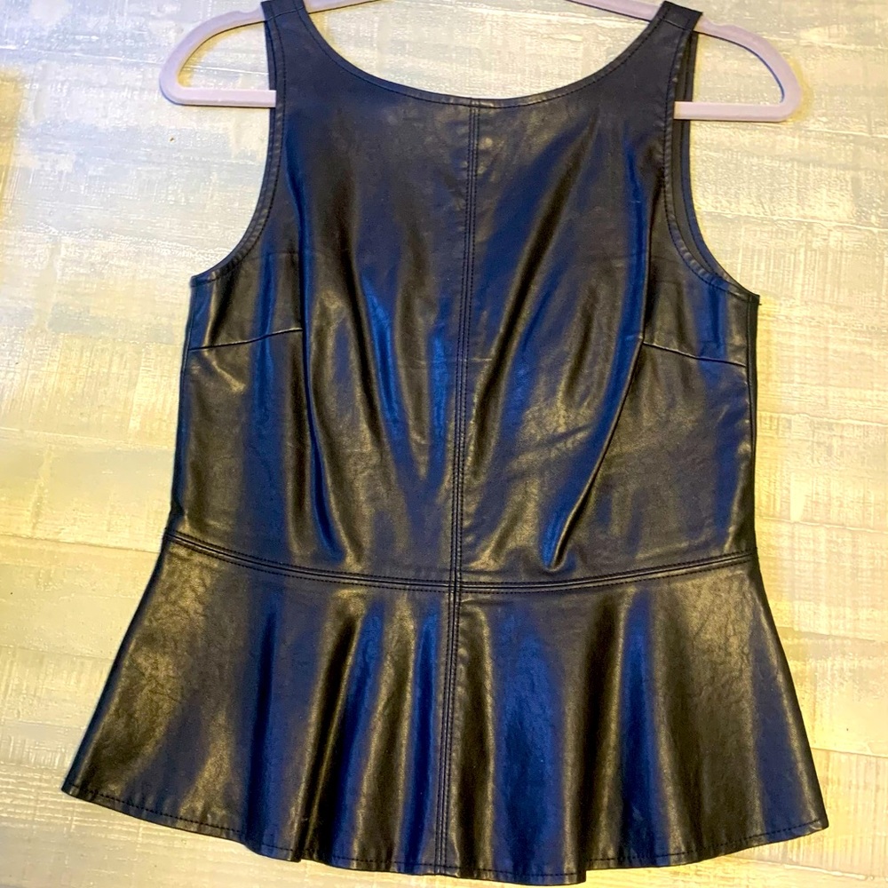 Black leather peplum top